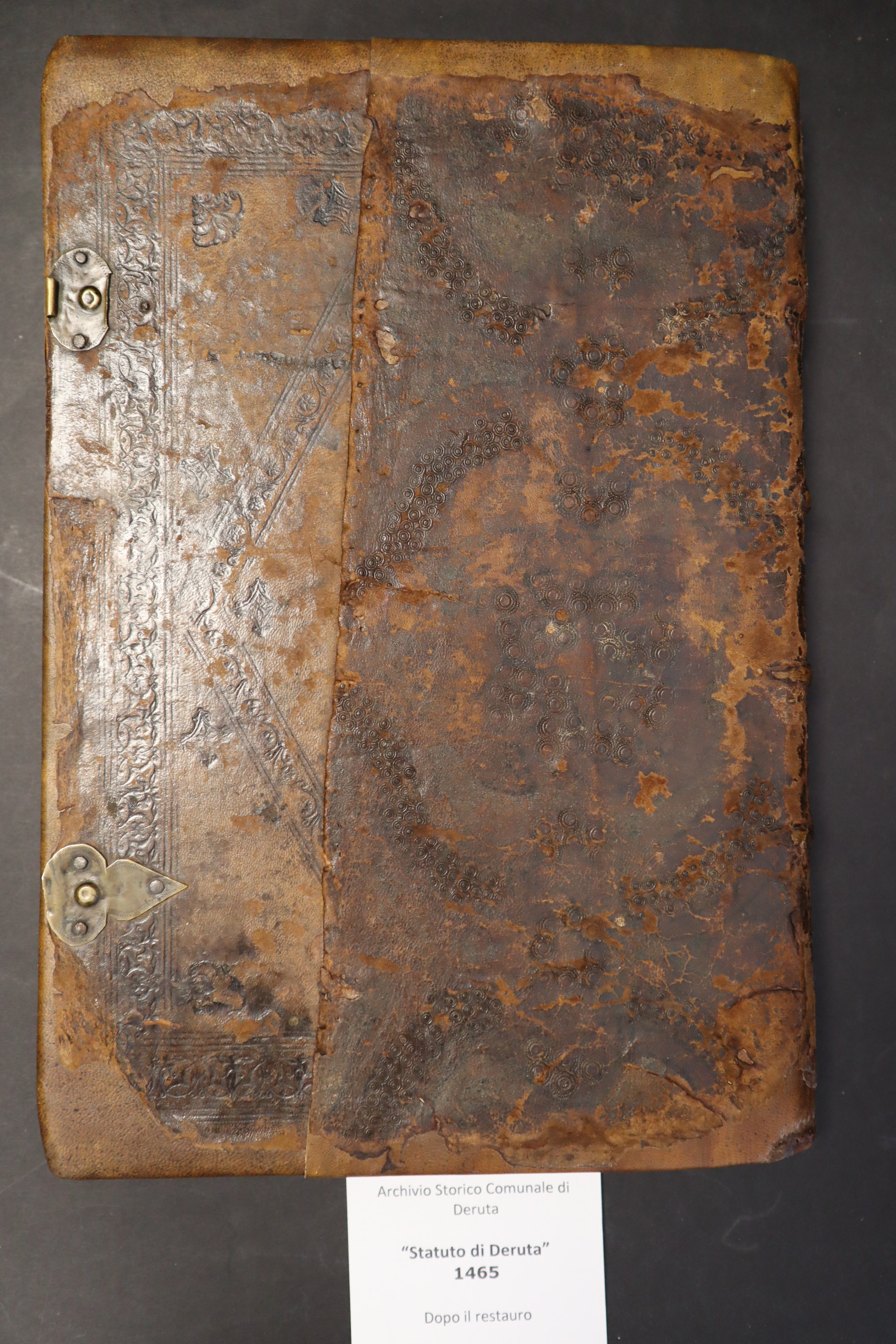 Statuto di Deruta del 1465, dopo il restauro.